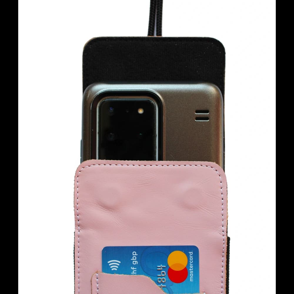 LURESKO HECTOR XXL leather neck case / belt case / loop case vertical 167x78x10mm (smooth pink with white thread) - 7