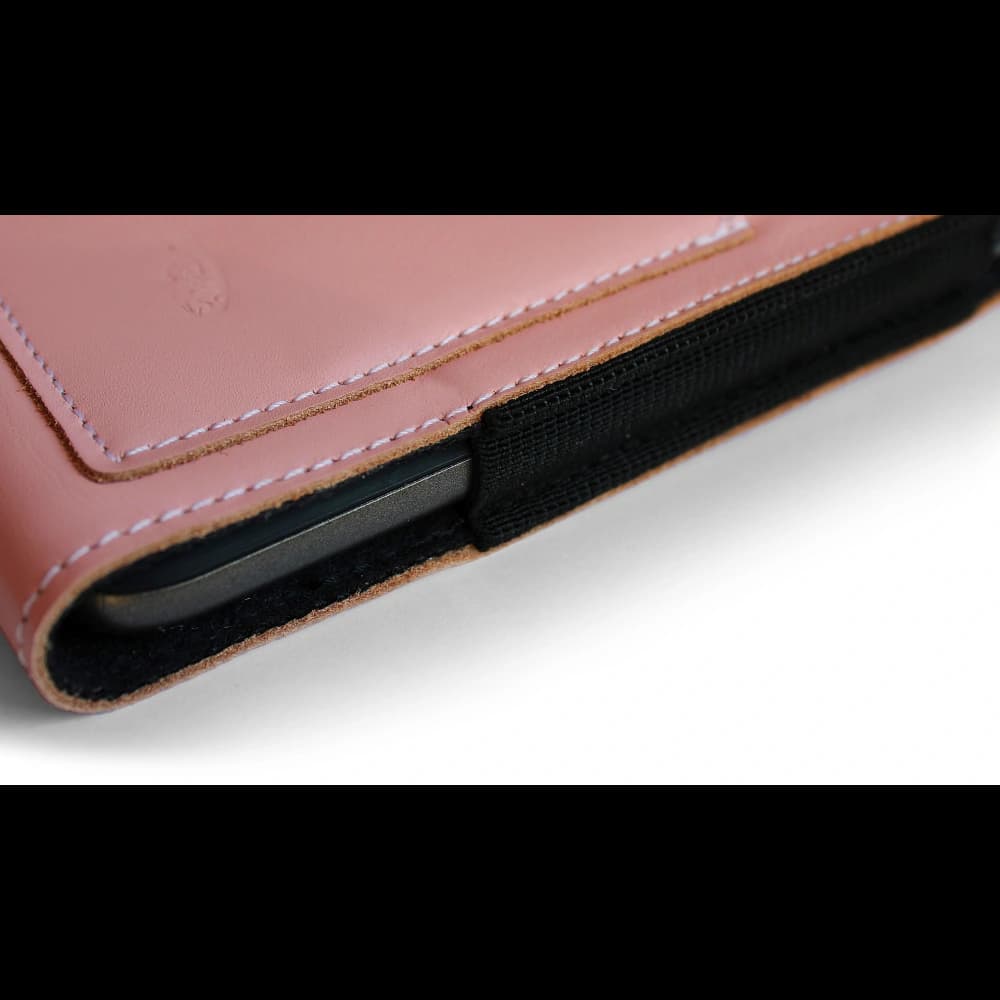 LURESKO HECTOR XXL leather neck case / belt case / loop case vertical 167x78x10mm (smooth pink with white thread) - 9