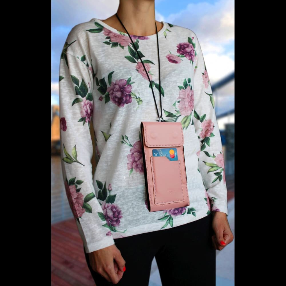 LURESKO HECTOR XXL leather neck case / belt case / loop case vertical 167x78x10mm (smooth pink with white thread) - 13