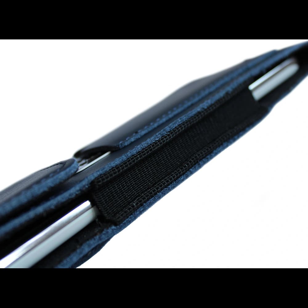 LURESKO HECTOR XXL leather neck case / belt case / loop holster vertical 167x78x10mm (smooth blue with blue thread) - 8