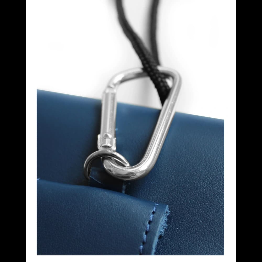 LURESKO HECTOR XXL leather neck case / belt case / loop holster vertical 167x78x10mm (smooth blue with blue thread) - 12