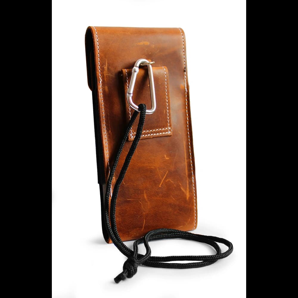 LURESKO HECTOR XXL R XXL leather neck case / belt case / loop holster vertical 167x78x10mm (light vintage brown with white thread) - 4