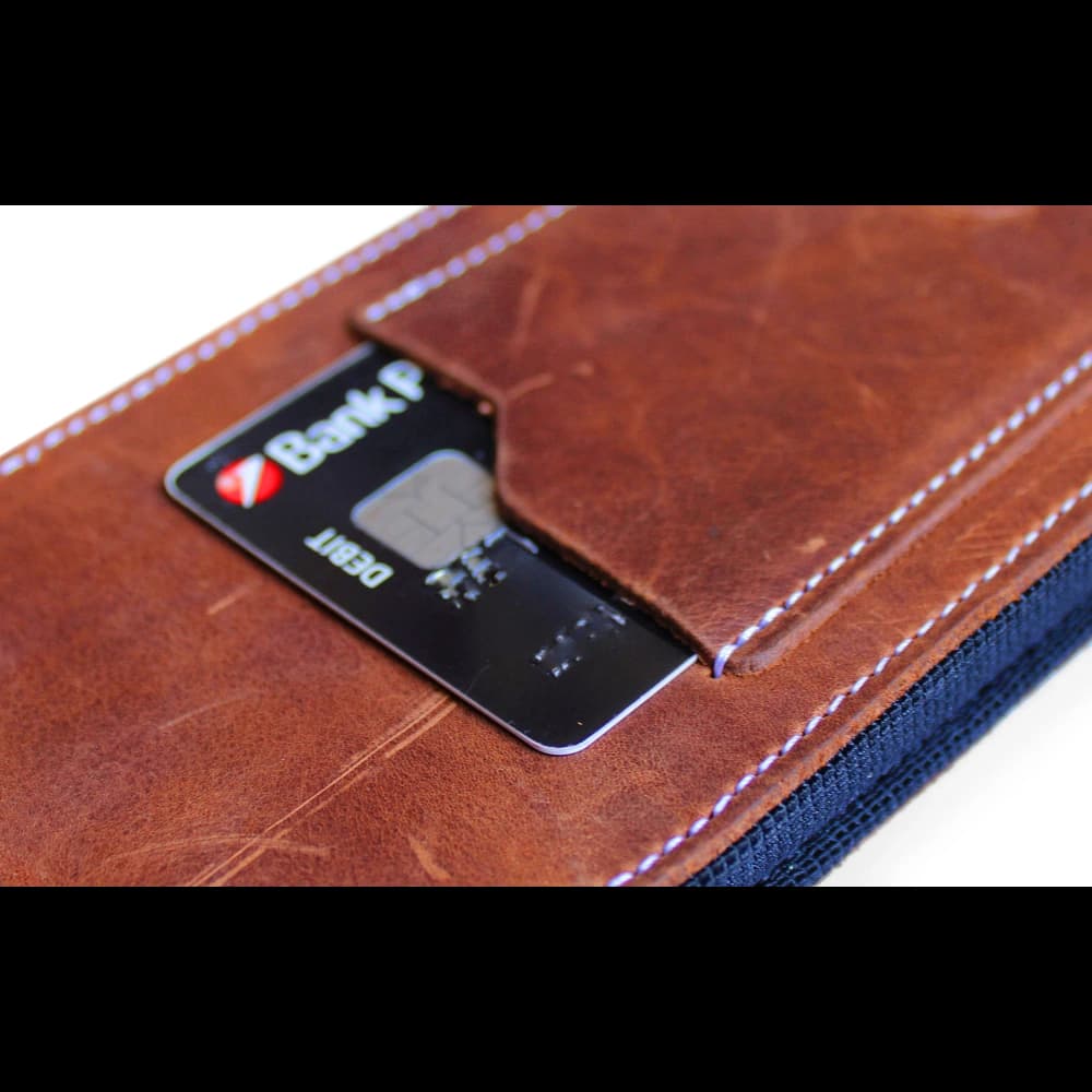 LURESKO HECTOR XXL R XXL leather neck case / belt case / loop holster vertical 167x78x10mm (light vintage brown with white thread) - 11