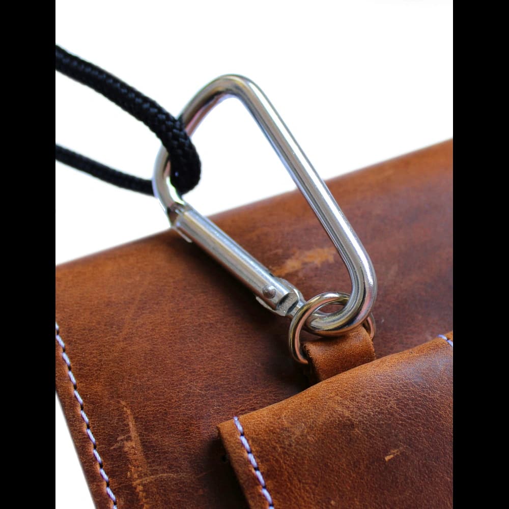 LURESKO HECTOR XXL R XXL leather neck case / belt case / loop holster vertical 167x78x10mm (light vintage brown with white thread) - 12