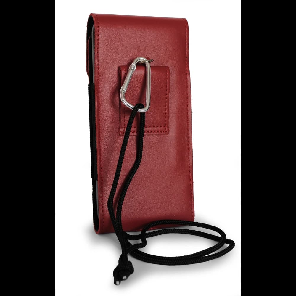 LURESKO HECTOR XXL leather neck case / belt case / loop vertical holster 167x78x10mm (red smooth with red thread) - 4
