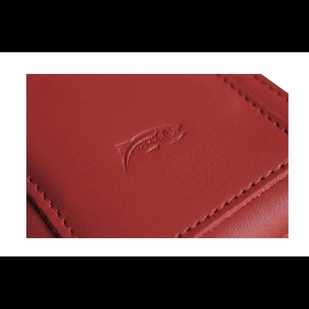 LURESKO HECTOR XXL leather neck case / belt case / loop vertical holster 167x78x10mm (red smooth with red thread) - 6