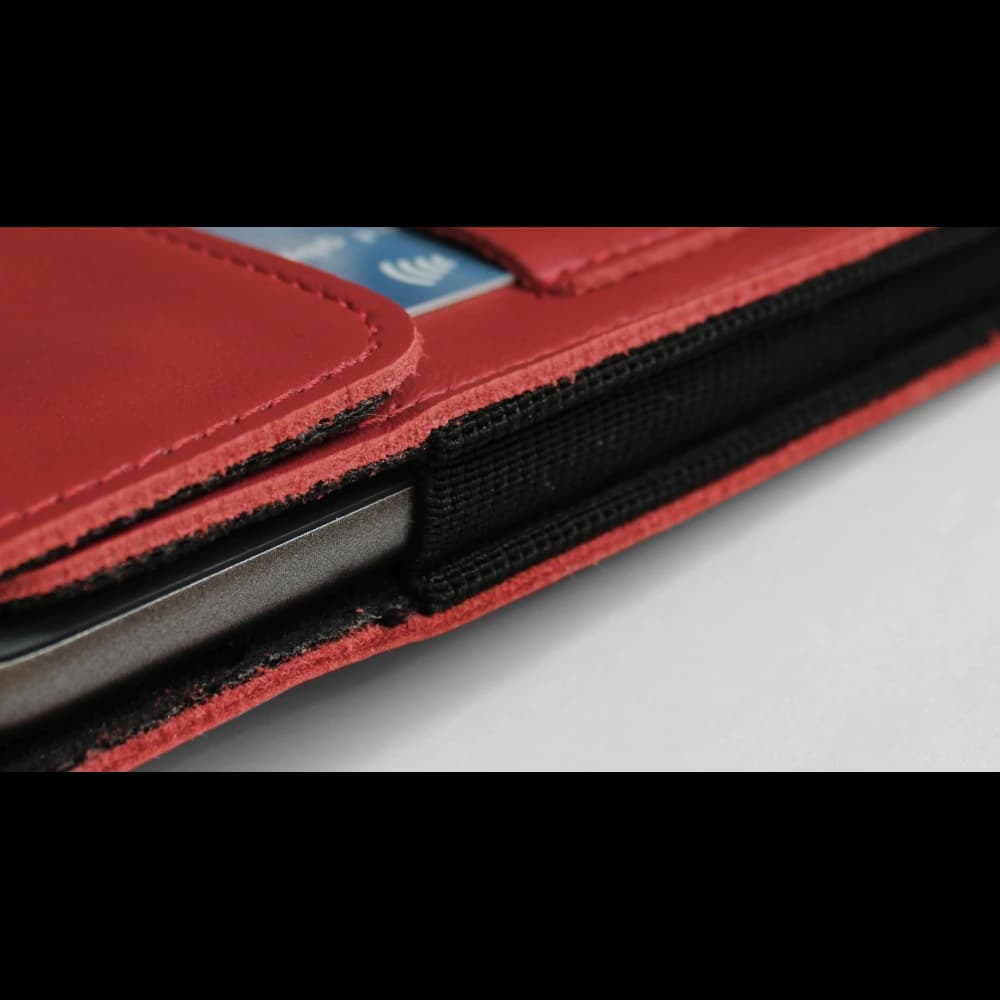 LURESKO HECTOR XXL leather neck case / belt case / loop vertical holster 167x78x10mm (red smooth with red thread) - 8