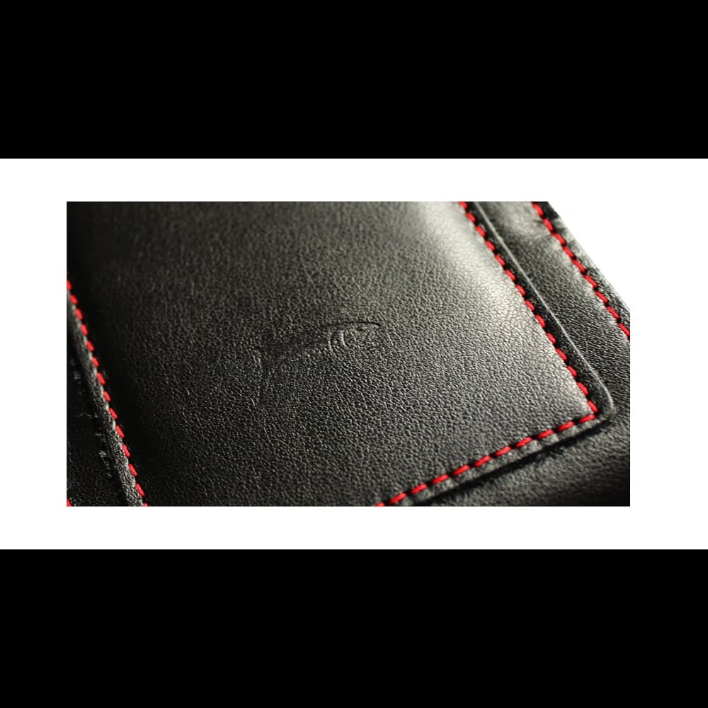 LURESKO HECTOR XXL leather neck case / belt case / loop holster vertical 167x78x10mm (black smooth red thread red interior) - 6