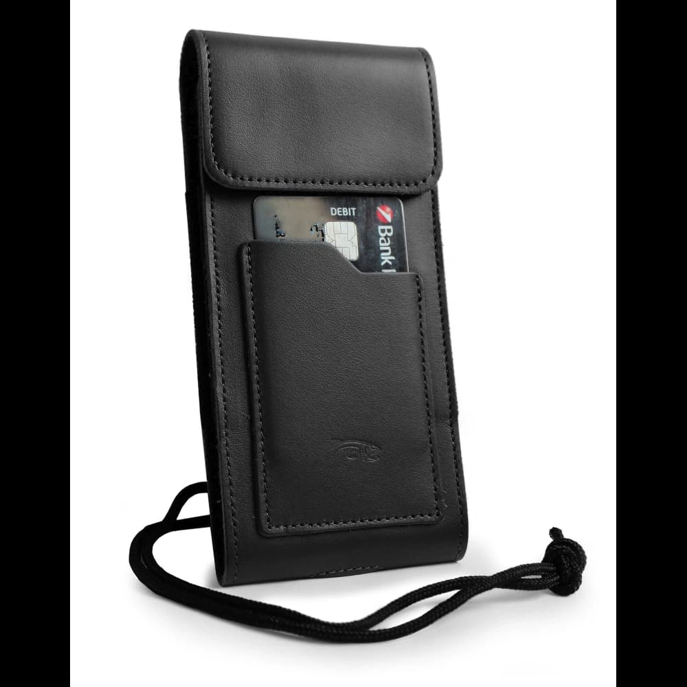LURESKO HECTOR XXL leather neck case / belt case / loop case / vertical holster 167x78x10mm (black smooth with black thread) - 3