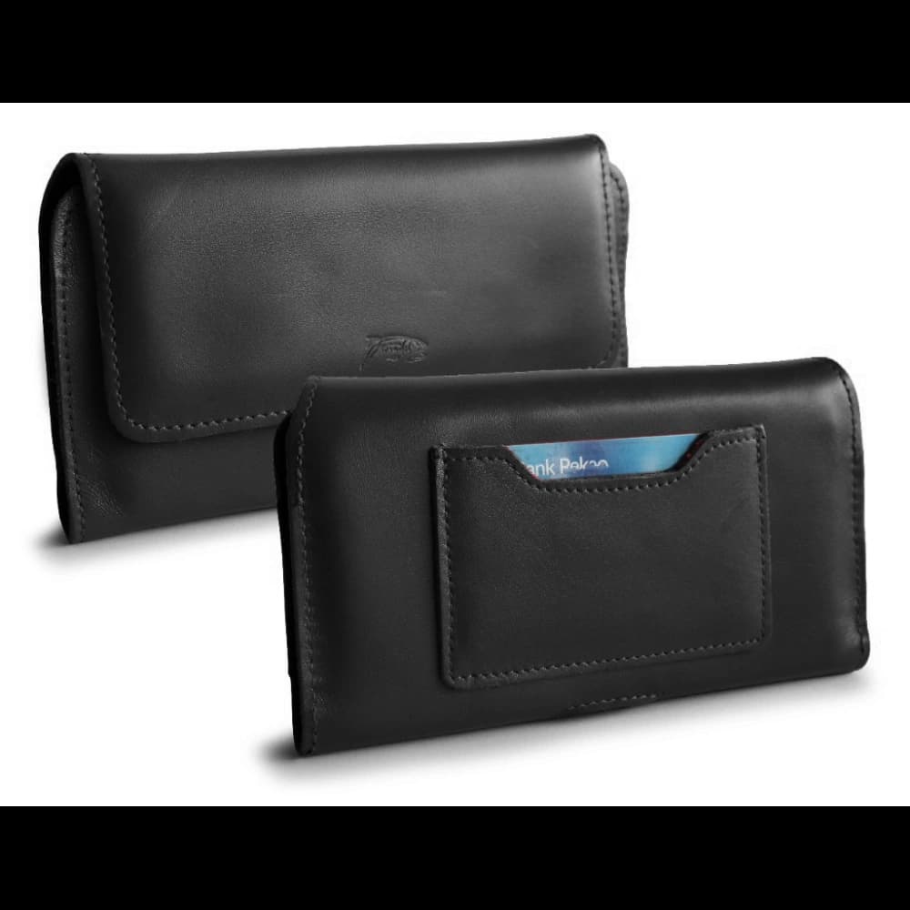 LURESKO ELLA XXL leather protective case for phone - 170x85x12 / for handbag backpack (black) - 1