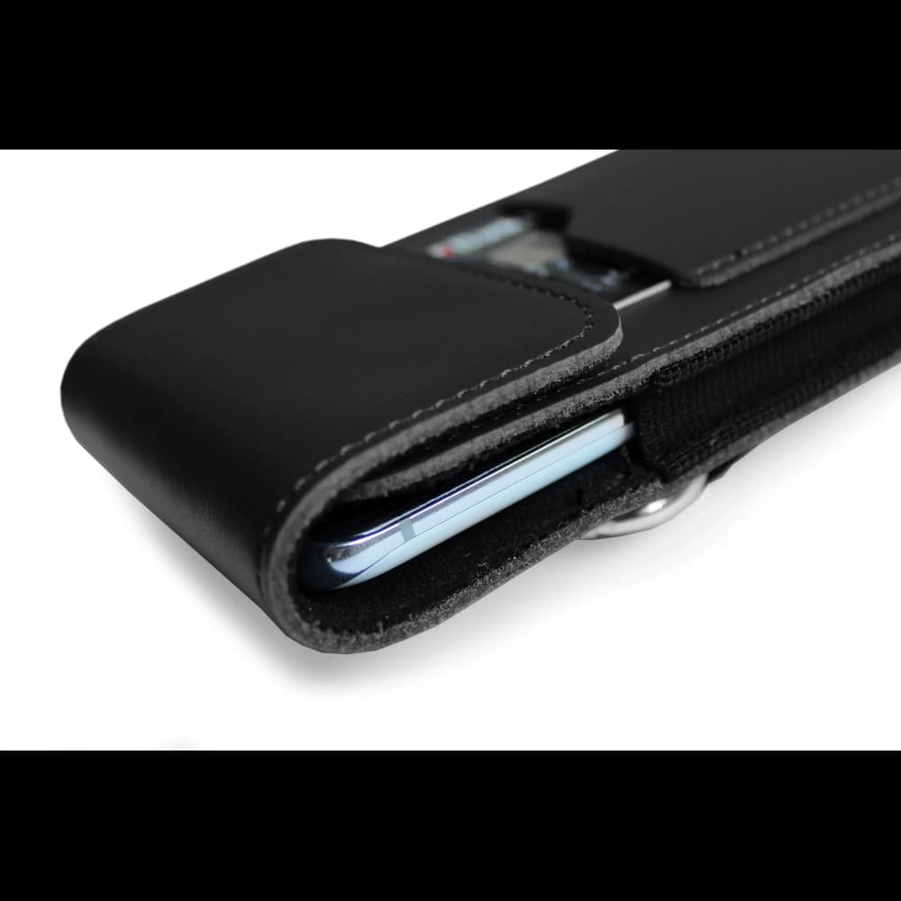 LURESKO HECTOR XXL leather neck case / belt case / loop case / vertical holster 167x78x10mm (black smooth with black thread) - 9