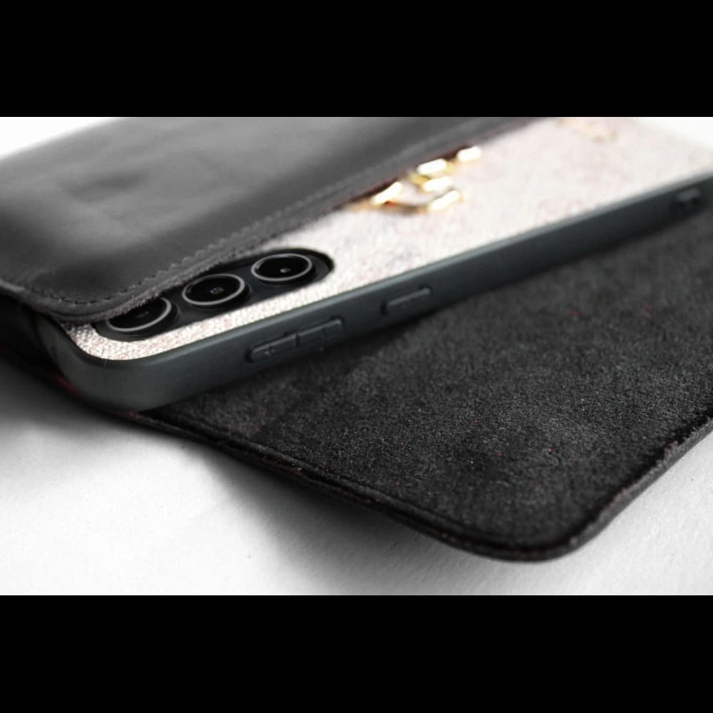 LURESKO ELLA XXL leather protective case for phone - 170x85x12 / for handbag backpack (black) - 10