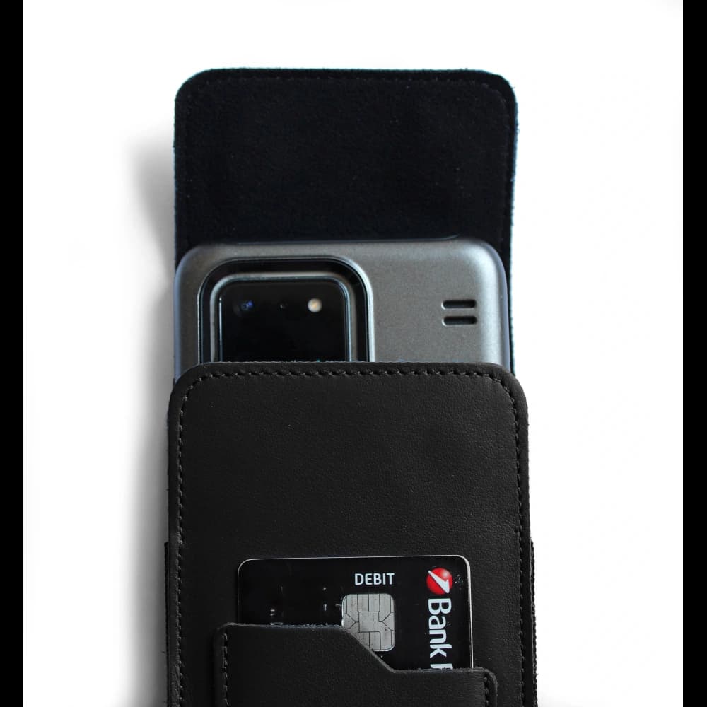 LURESKO HECTOR XXL leather neck case / belt case / loop case / vertical holster 167x78x10mm (black smooth with black thread) - 13