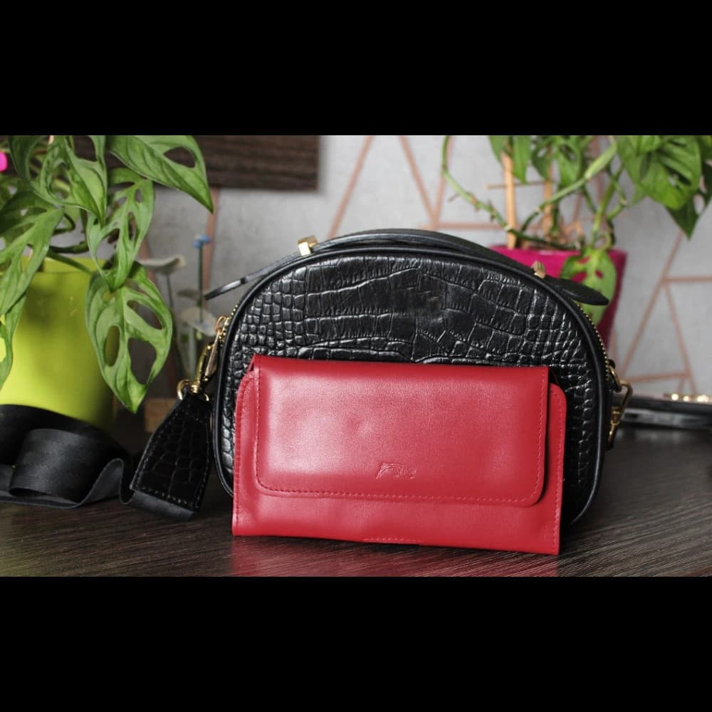 LURESKO ELLA XXL leather protective case for phone - 170x85x12 / for handbag backpack (red) - 6