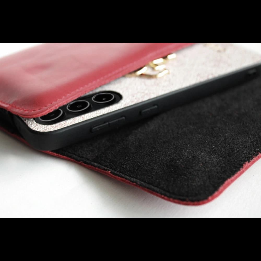 LURESKO ELLA XXL leather protective case for phone - 170x85x12 / for handbag backpack (red) - 9
