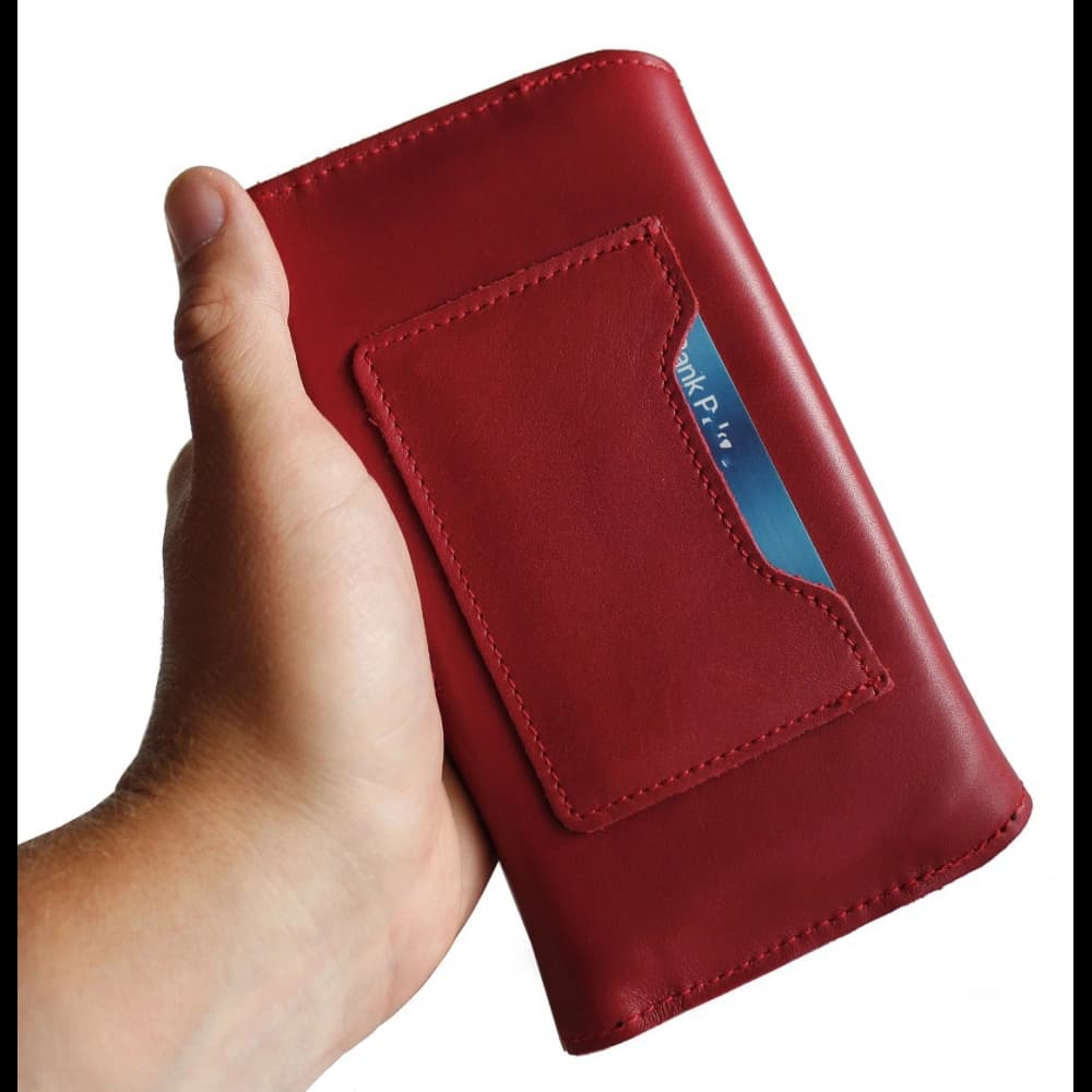 LURESKO ELLA XXL leather protective case for phone - 170x85x12 / for handbag backpack (red) - 10