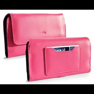 Skórzane etui ochronne LURESKO ELLA XXL na telefon - 170x85x12 / do torebki plecaka (różowy pinky)