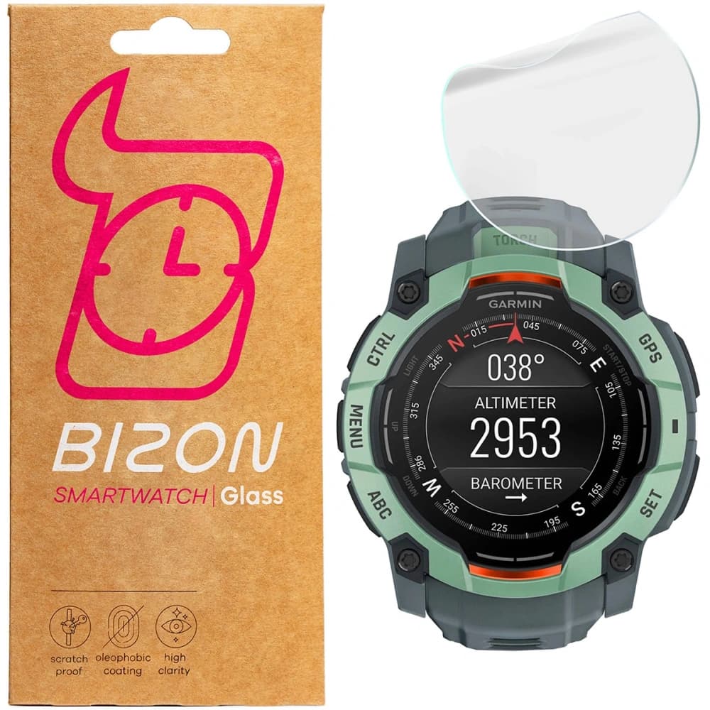 Bizon Glas Uhr Hydrogel Garmin Instinct 3 45 mm [2 PACK] - 1