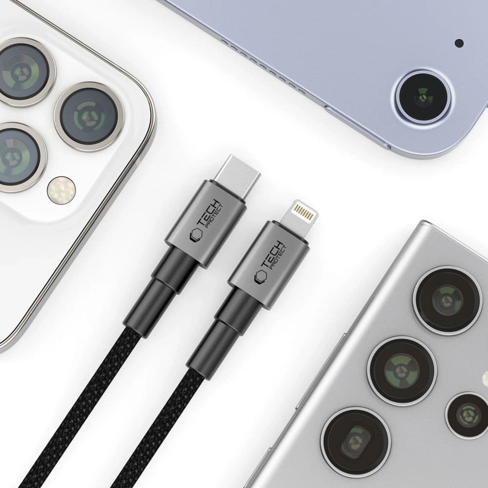 Tech-Protect Ultraboost DNA USB-C / Lightning Cable PD 27W / 3A 25cm Iron Grey - 4