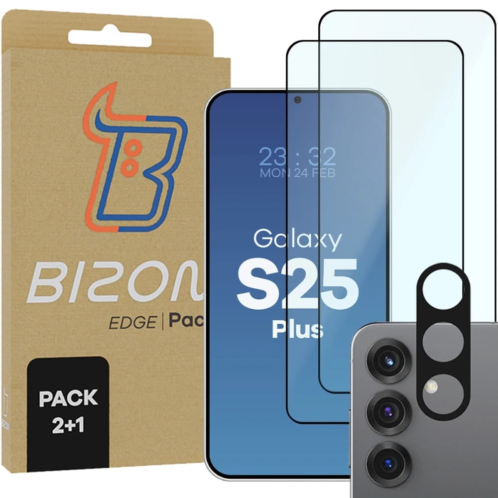 Bizon Edge 2 Pack 2x screen glass + 1x camera glass Samsung Galaxy S25+ Plus - 1