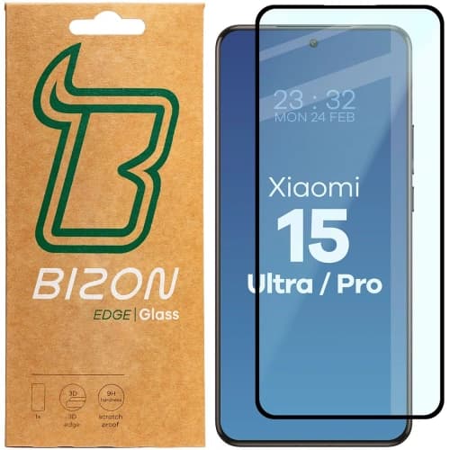 Bizon Glass Edge 3D Xiaomi 15 Ultra / 15 Pro black frame