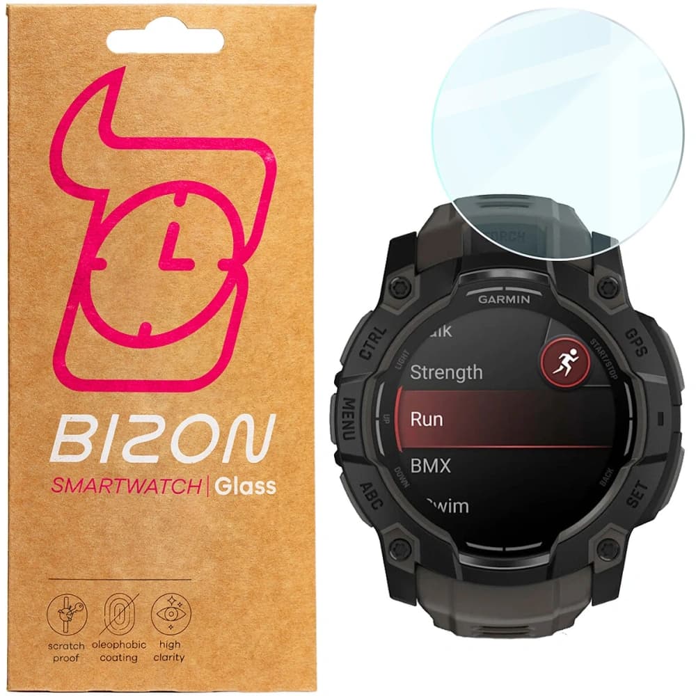 Bizon Glass Watch Clear Garmin Instinct 3 50 mm - 1