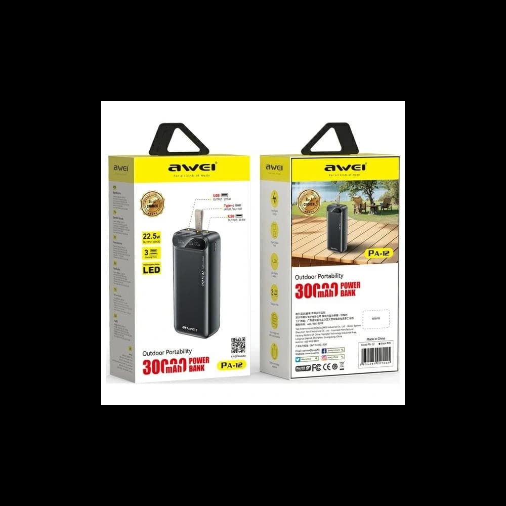 AWEI PA-12 30000mAh 22.5W powerbank black - 2