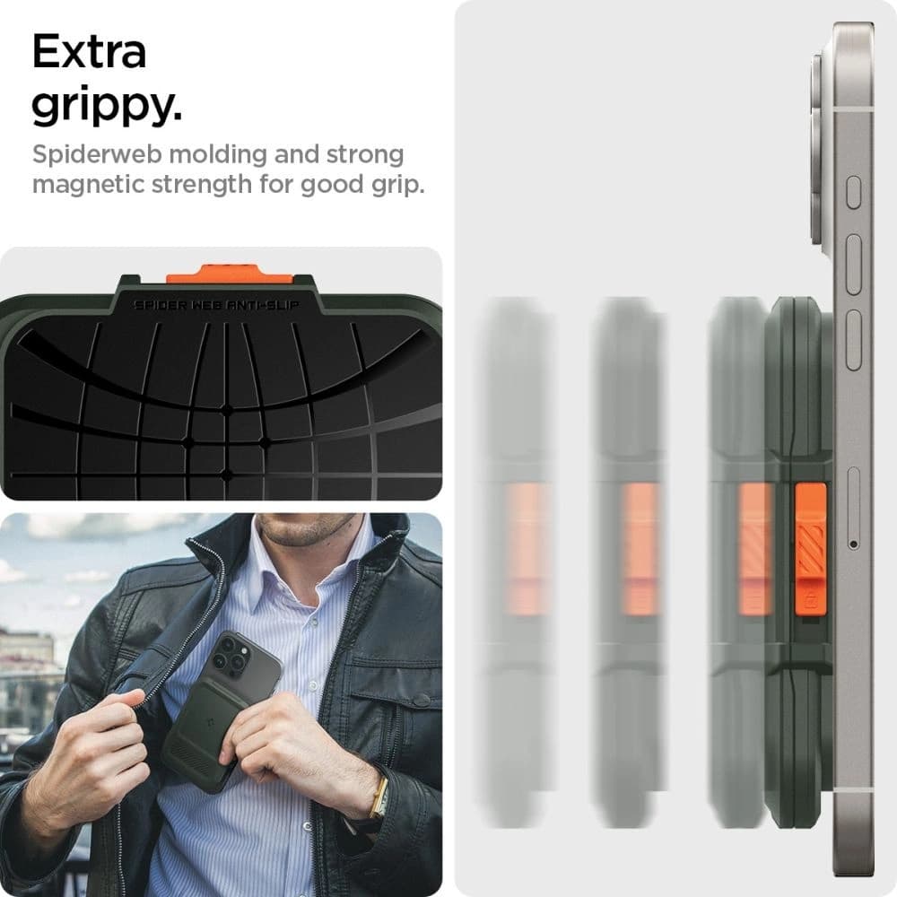 Uchwyt magnetyczny Spigen Lock Fit MagSafe Universal Magnetic Card Holder Military Green - 19