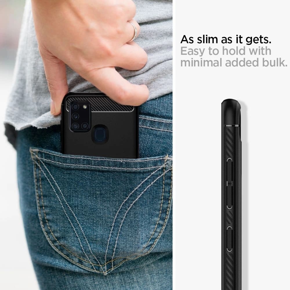 Spigen Samsung Gehäuse Rugged Armor Galaxy A21s Mattschwarz - 5