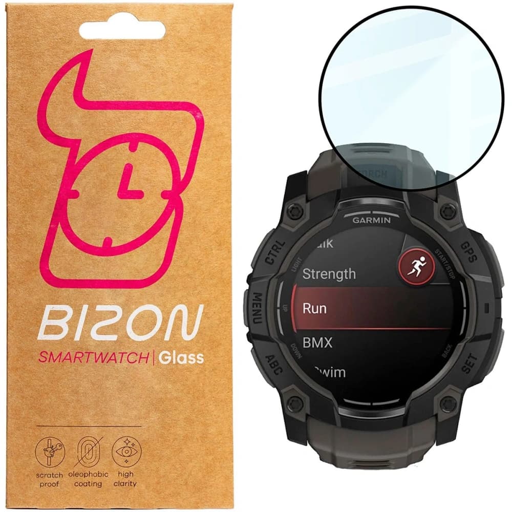 Bizon Glas Uhr Edge Hybrid Garmin Instinct 3 50 mm schwarz - 1