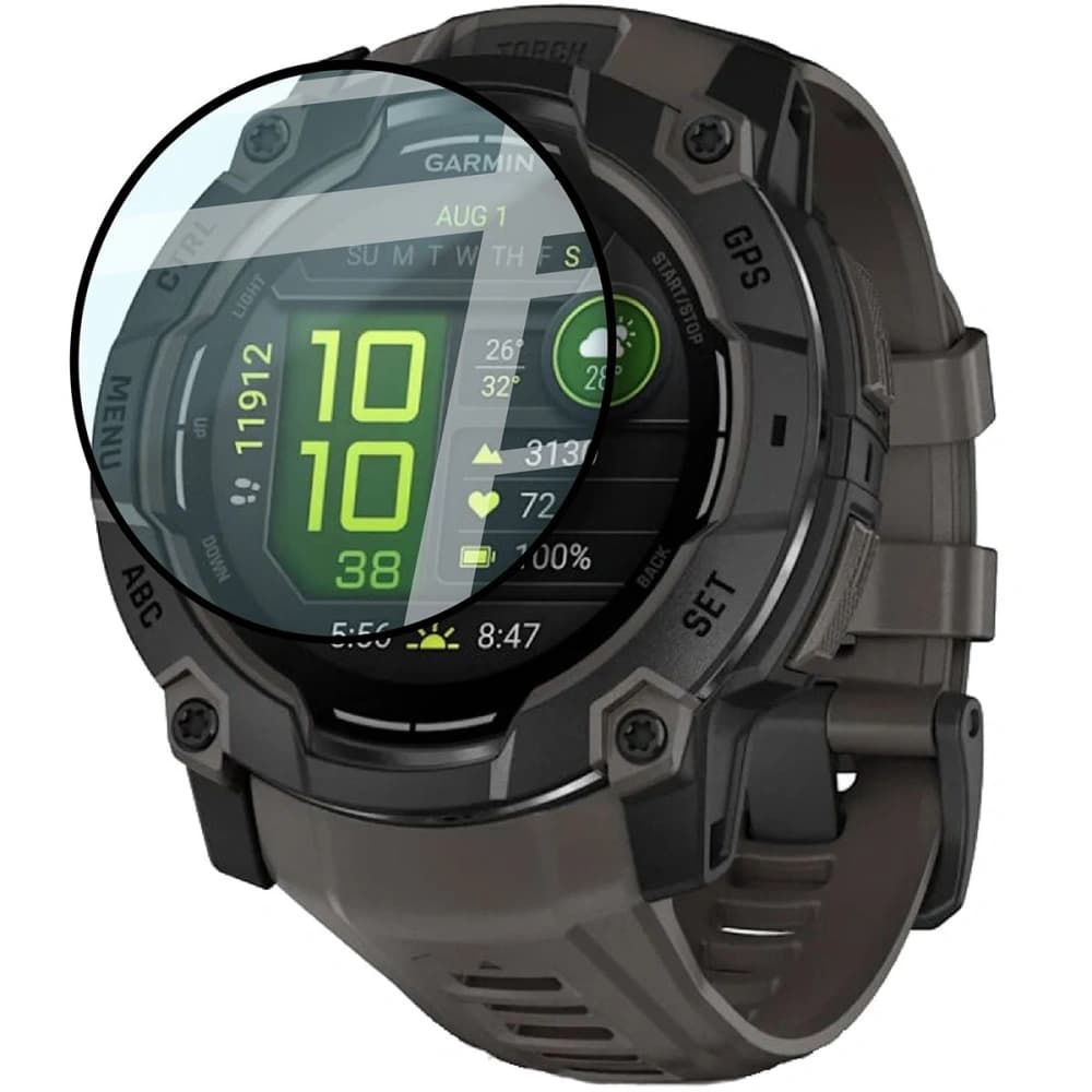 Bizon Glas Uhr Edge Hybrid Garmin Instinct 3 50 mm schwarz - 3
