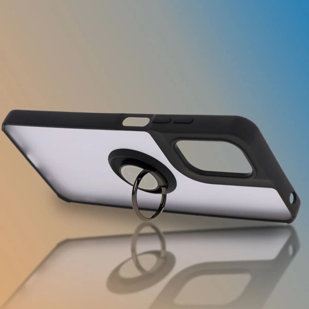 Bizon Case Hybrid Ring Motorola Moto G05 / E15 rauchig mit einem schwarzen Rahmen - 6