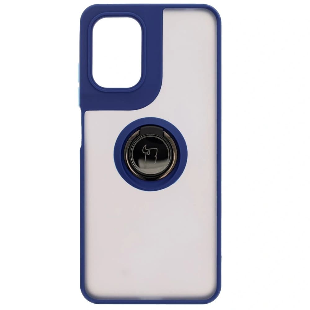 Bizon Case Hybrid Ring Motorola Moto G05 / E15 rauchig mit einem dunkelblauen Rahmen - 2