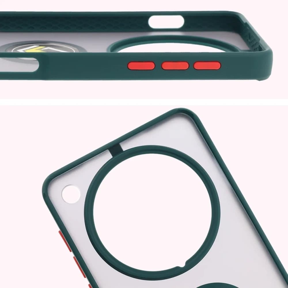 Bizon Case Hybrid Ring Oppo Find X8 Pro rauchig mit einem dunkelgrünen Rahmen - 2