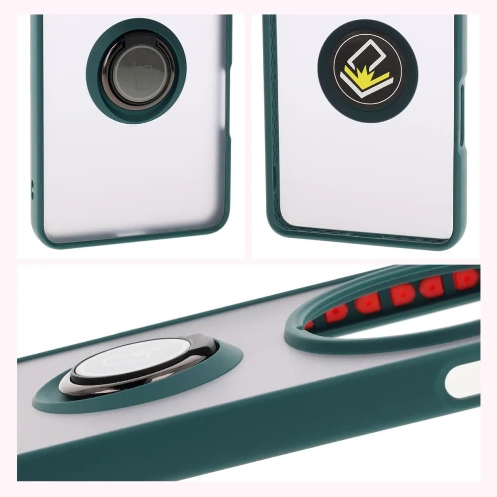 Bizon Case Hybrid Ring Oppo Find X8 Pro rauchig mit einem dunkelgrünen Rahmen - 4