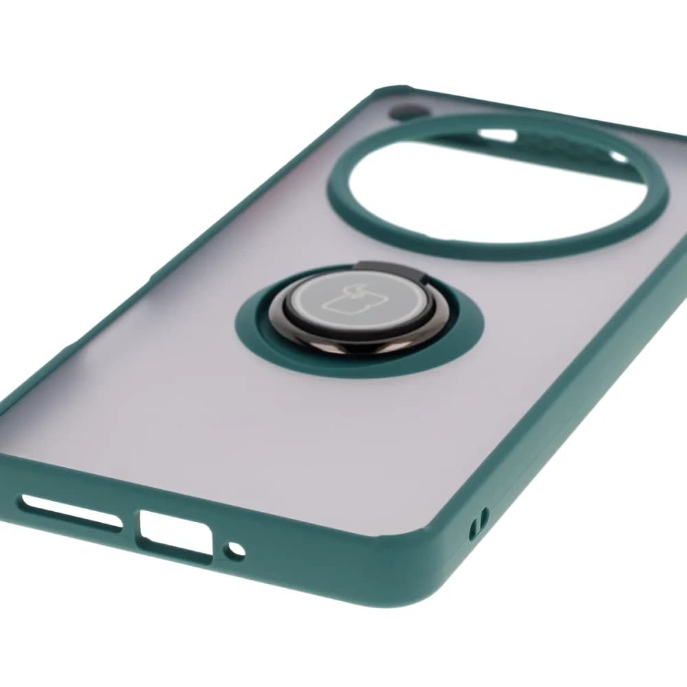 Bizon Case Hybrid Ring Oppo Find X8 Pro rauchig mit einem dunkelgrünen Rahmen - 5