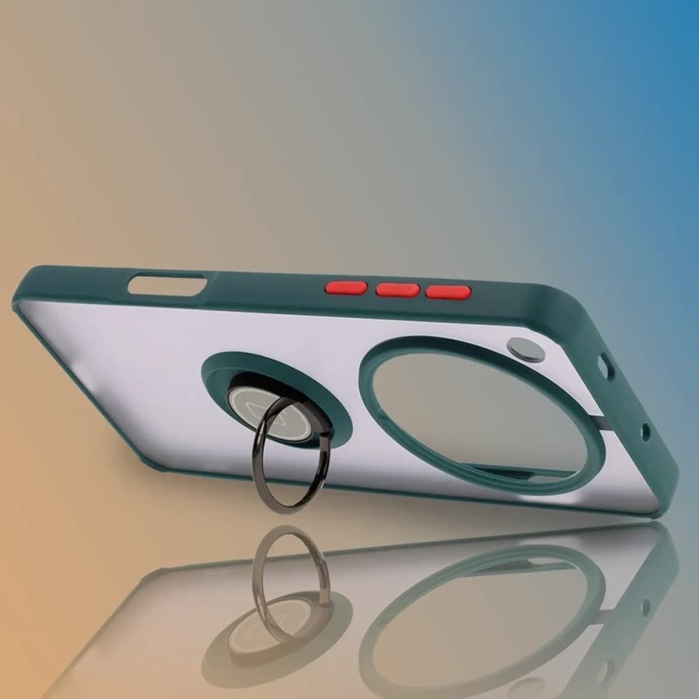 Bizon Case Hybrid Ring Oppo Find X8 Pro rauchig mit einem dunkelgrünen Rahmen - 6