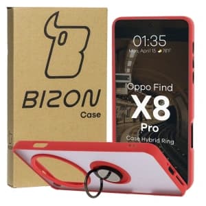Bizon Case Hybrid Ring Oppo Find X8 Pro smoky with a red frame