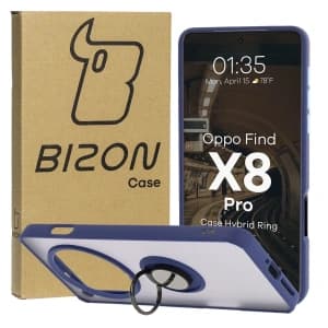 Bizon Case Hybrid Ring Oppo Find X8 Pro smoky with a dark blue frame