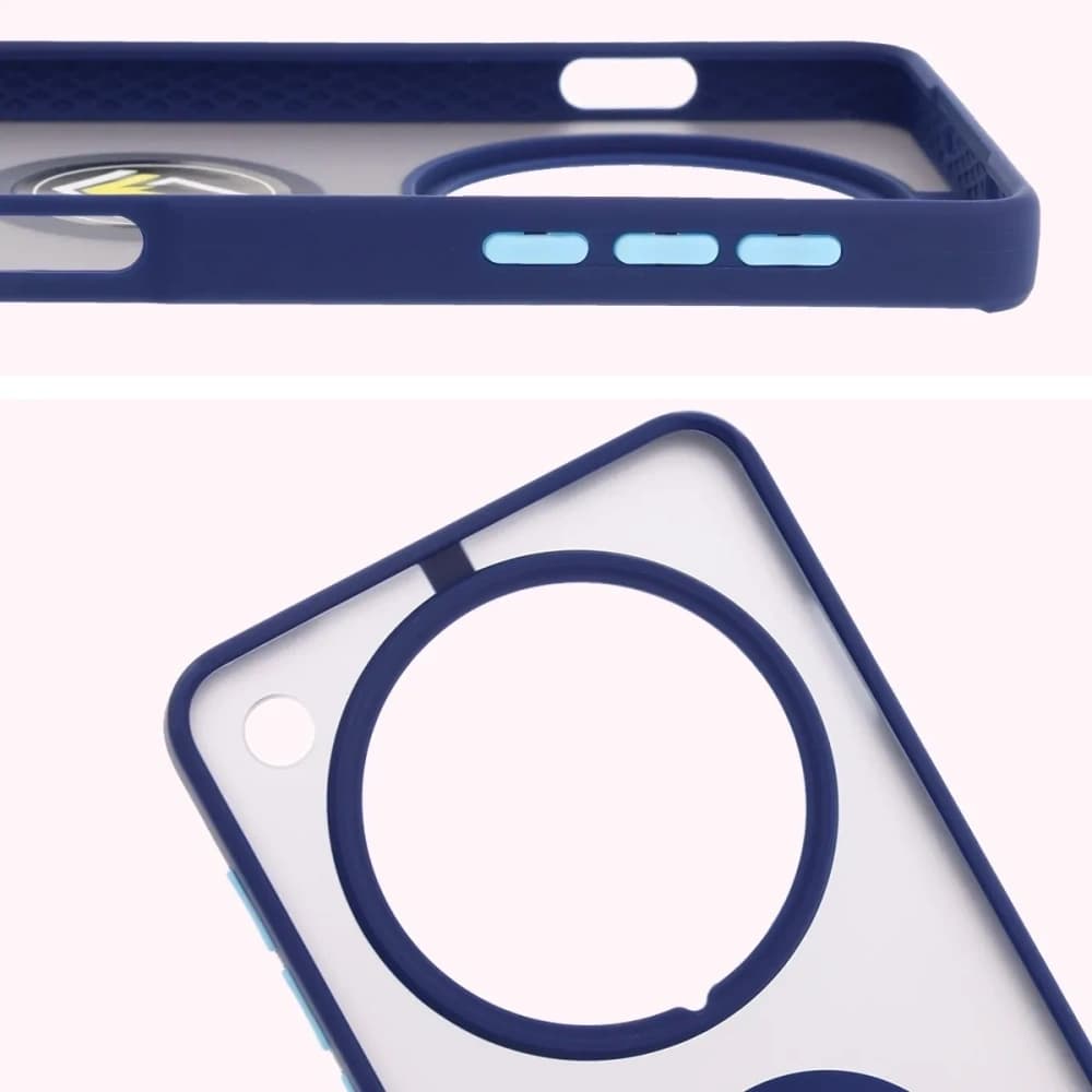 Bizon Case Hybrid Ring Oppo Find X8 Pro rauchig mit einem dunkelblauen Rahmen - 4