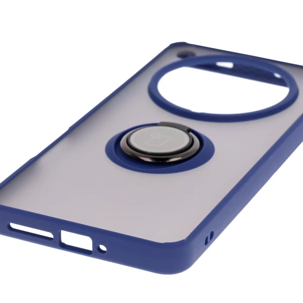 Bizon Case Hybrid Ring Oppo Find X8 Pro rauchig mit einem dunkelblauen Rahmen - 5