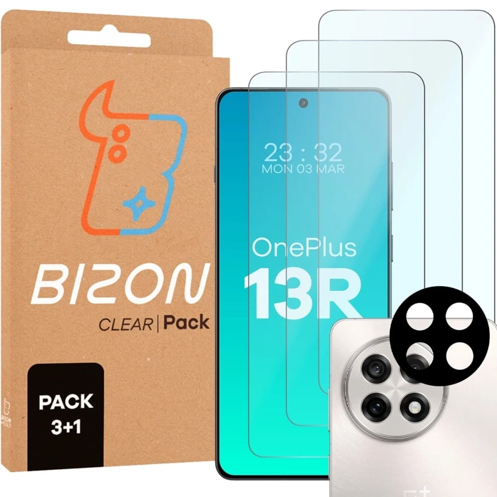 Bizon Clear 2 Pack 3x tempered glass + 1x lens protection OnePlus 13r - 1