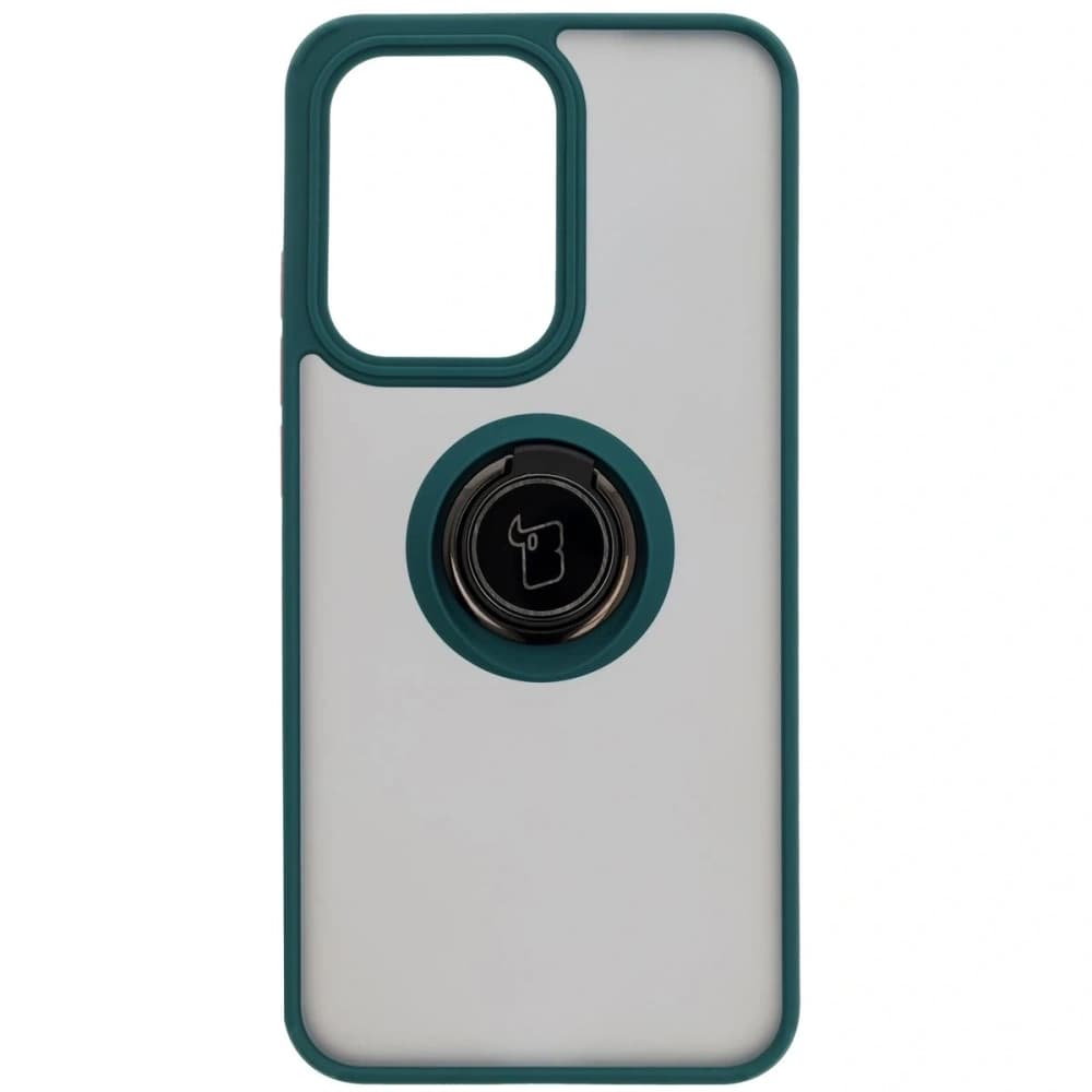 Bizon Case Hybrid Ring Oppo Reno13 Pro rauchig mit einem dunkelgrünen Rahmen - 2