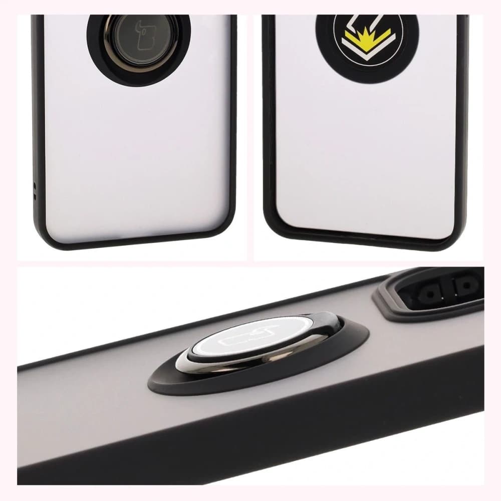 Bizon Case Hybrid Ring Oppo Reno13 Pro rauchig mit einem schwarzen Rahmen - 4