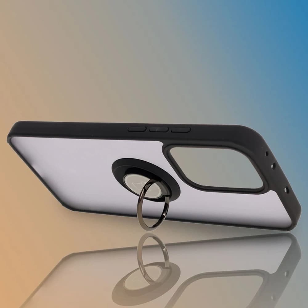 Bizon Case Hybrid Ring Oppo Reno13 Pro rauchig mit einem schwarzen Rahmen - 6