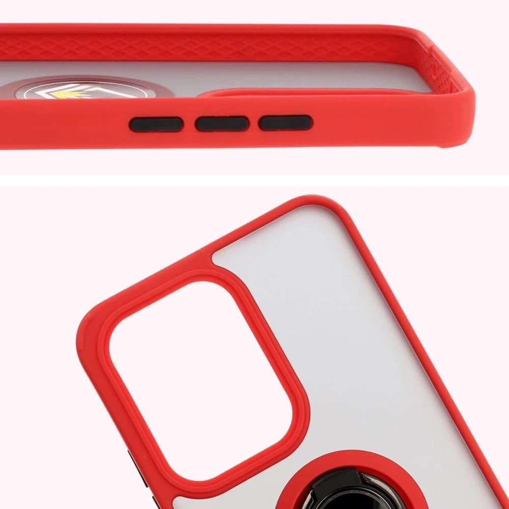 Bizon Case Hybrid Ring Oppo Reno13 Pro smoky with a red frame - 3