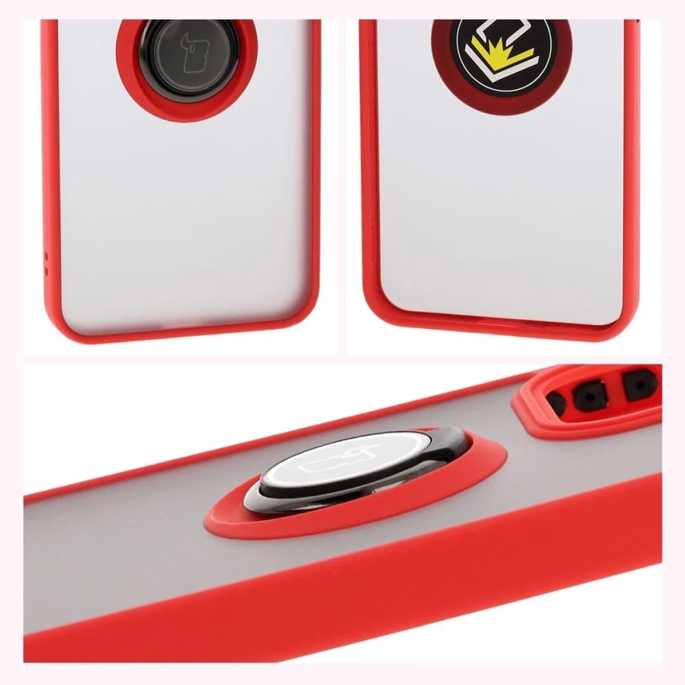 Bizon Case Hybrid Ring Oppo Reno13 Pro smoky with a red frame - 4
