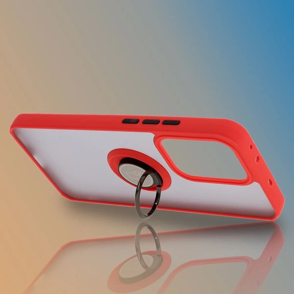 Bizon Case Hybrid Ring Oppo Reno13 Pro smoky with a red frame - 6