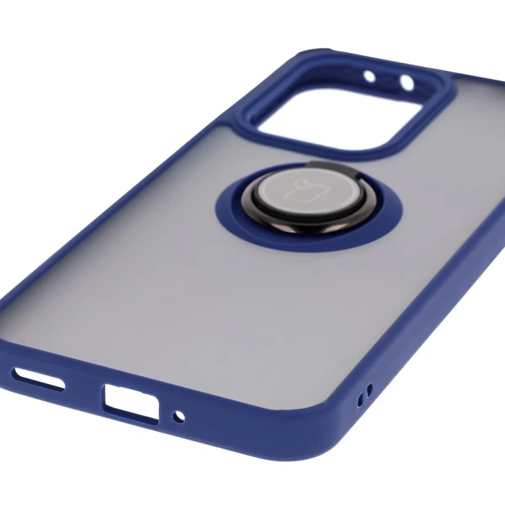 Bizon Case Hybrid Ring Oppo Reno13 Pro smoky with a navy blue frame - 5