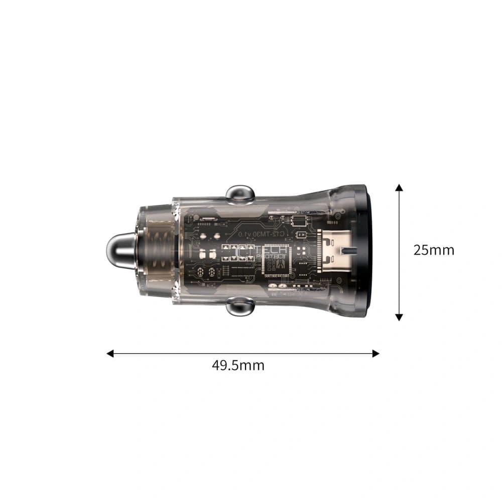 Tech-Protect CC01 2-port Car Charger USB-A, USB-C PD 45W / QC 3.0 Black - 3